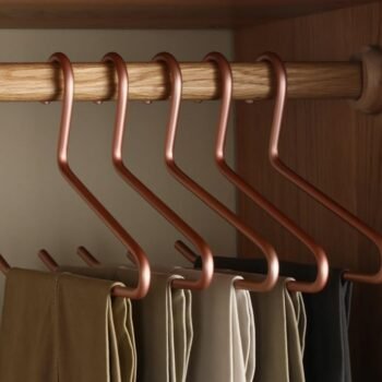 Premium matte gold aluminum alloy trouser hangers (10-pack)