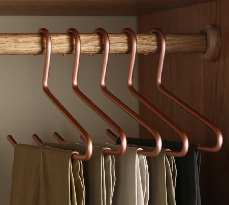 Premium matte gold aluminum alloy trouser hangers (10-pack)