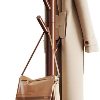 Solid Wooden Coat Rack Freestanding with 8 Hooks, Brown