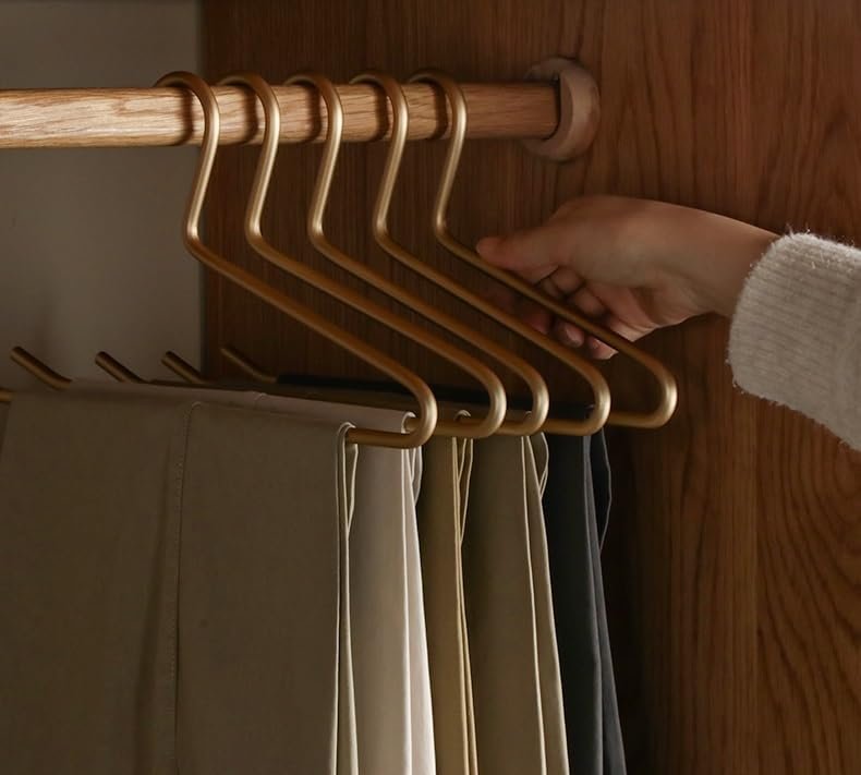 Premium matte gold aluminum alloy trouser hangers (10-pack)