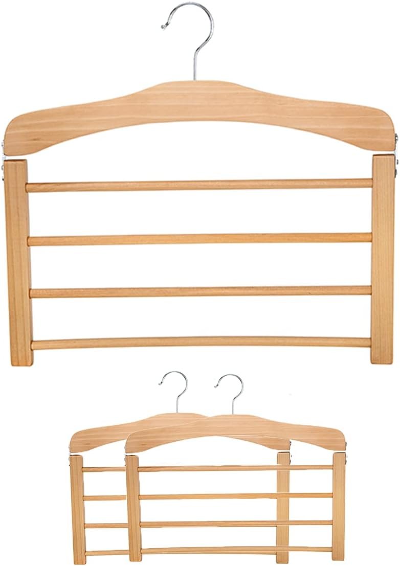 Space-saving wooden trouser hanger