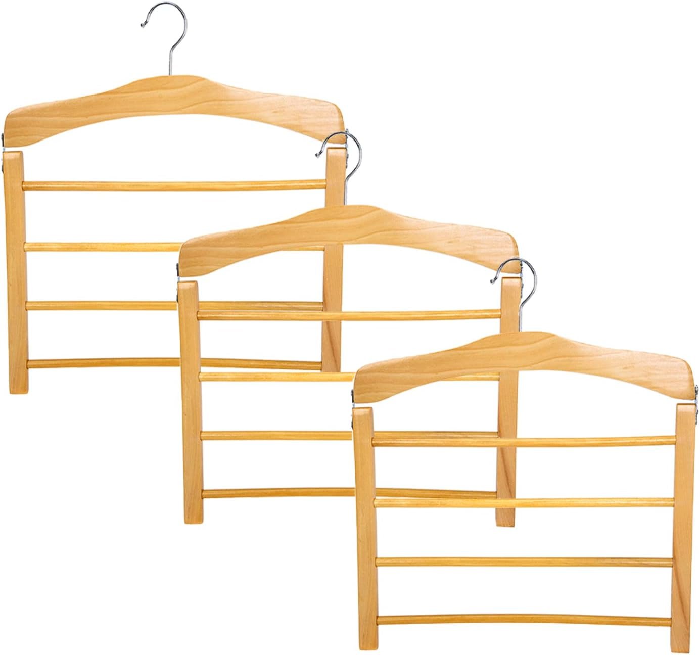Space-saving wooden trouser hanger