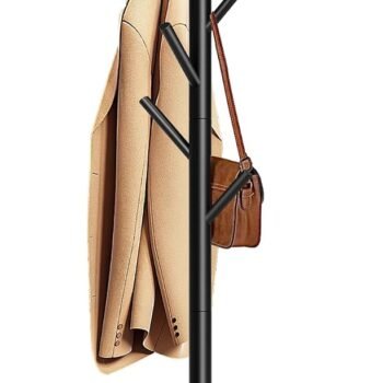 8-Hook Freestanding Coat Rack 3 Adjustable Heights Sturdy Black