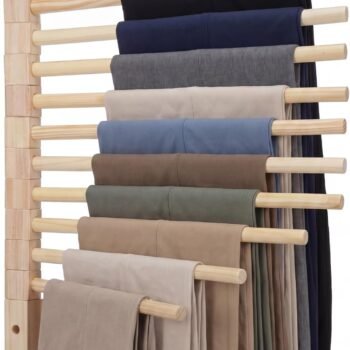 Wall-mounted wooden trouser rack