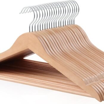 Wood Suit Clothes Hangers for Closet Organizer, Natural, 20-Pack