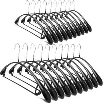 Non Slip  Coating Sweater Hangers,Dress Suit Coat Hangers,Wide Shoulder Bump Free Golf T Shirts Clothes Hangers (Black Color 20 Pack)