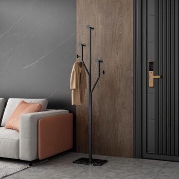 Freestanding Coat Rack Marble Base Coat tree Heavy Duty(Black) | Tree-shaped Easy Assembly Space Saver Metal Frame 8 Hooks for Entryway Bedroom Living Room Office Corner