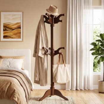 Solid Wood Coat Rack Freestanding Heavy Duty Coat Tree with 7 Hook