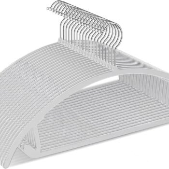 50 Pack No-Bump Plastic Clothes Hangers, Gray, Non-Slip, Space-Saving
