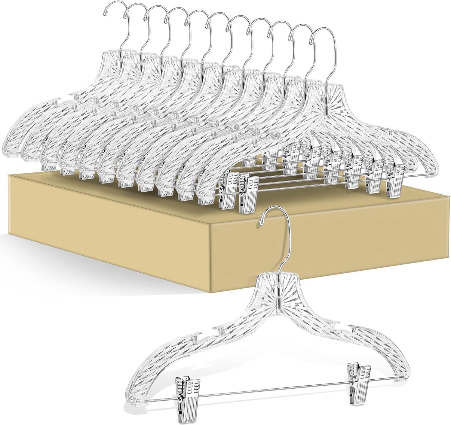 Premium clear plastic skirt hangers