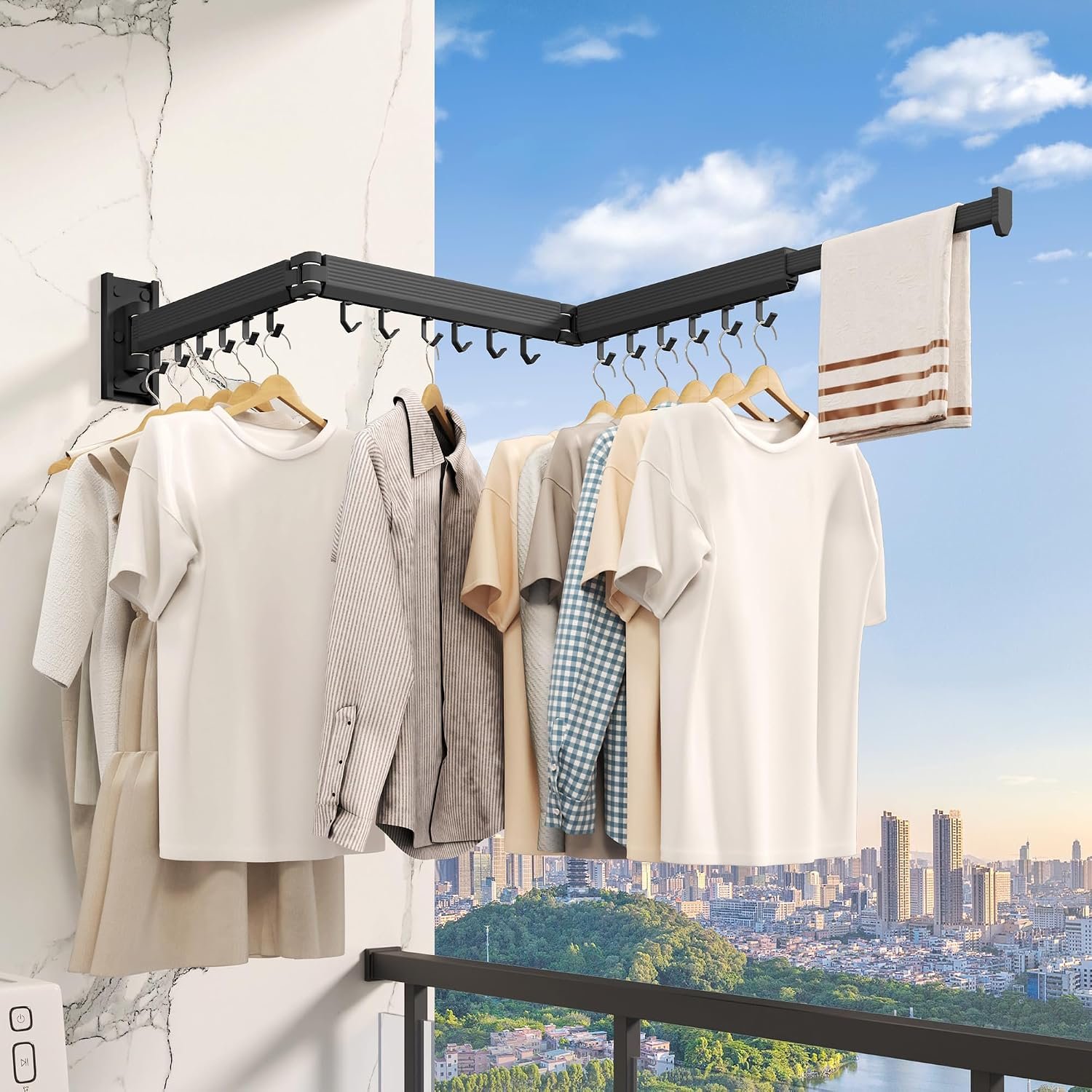 Retractable Wall Clothes Hanger for Laundry Organization