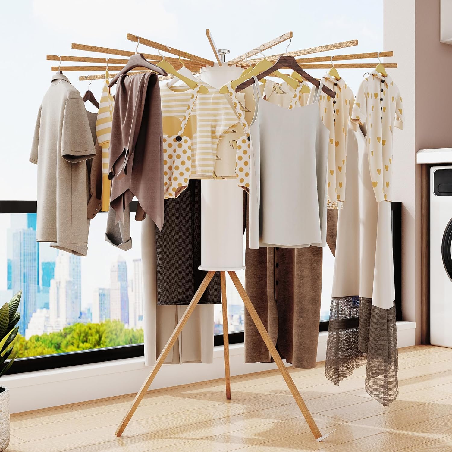 Retractable Tri-Fold Wall Mounted Clothes Rack