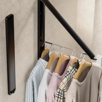 Foldable Clothes Drying Rack with Extendable Rod and Wheels