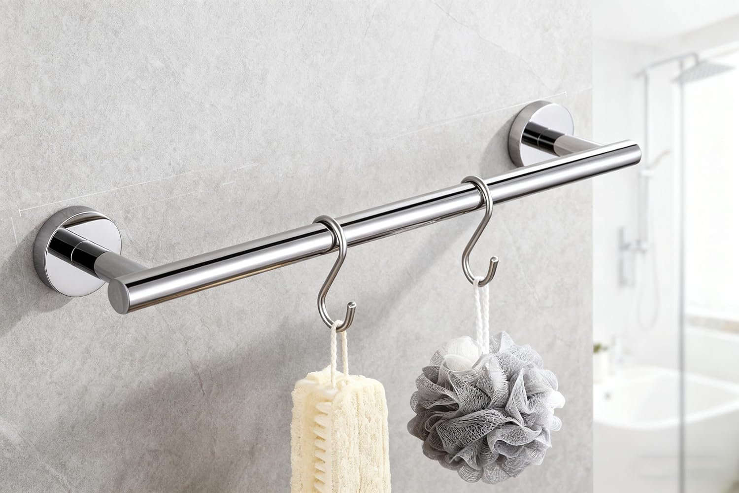 Polished chrome towel bar