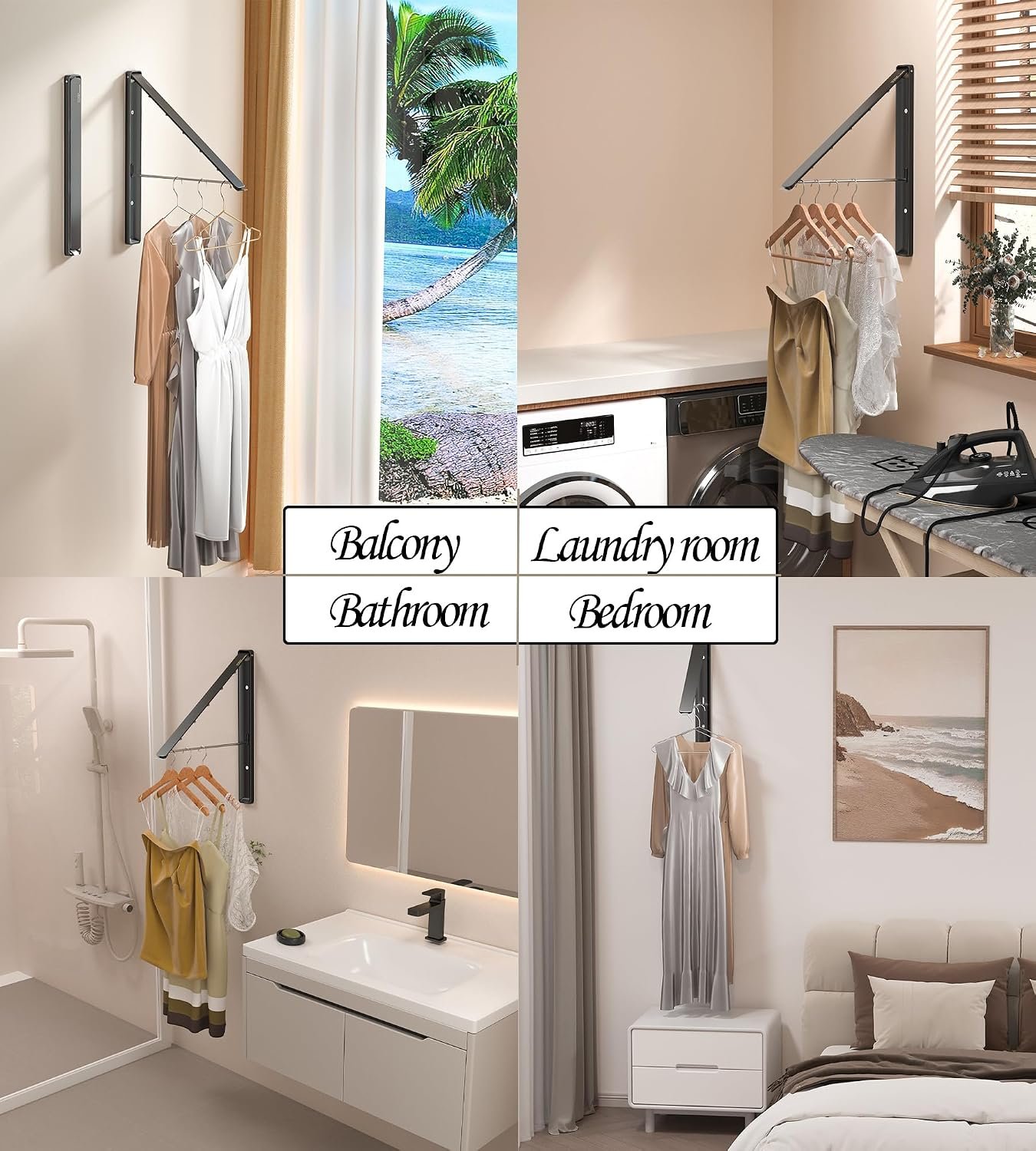 Foldable Clothes Drying Rack with Extendable Rod and Wheels