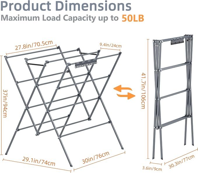 Rotatable Free Standing Foldable Clothes Drying Rack