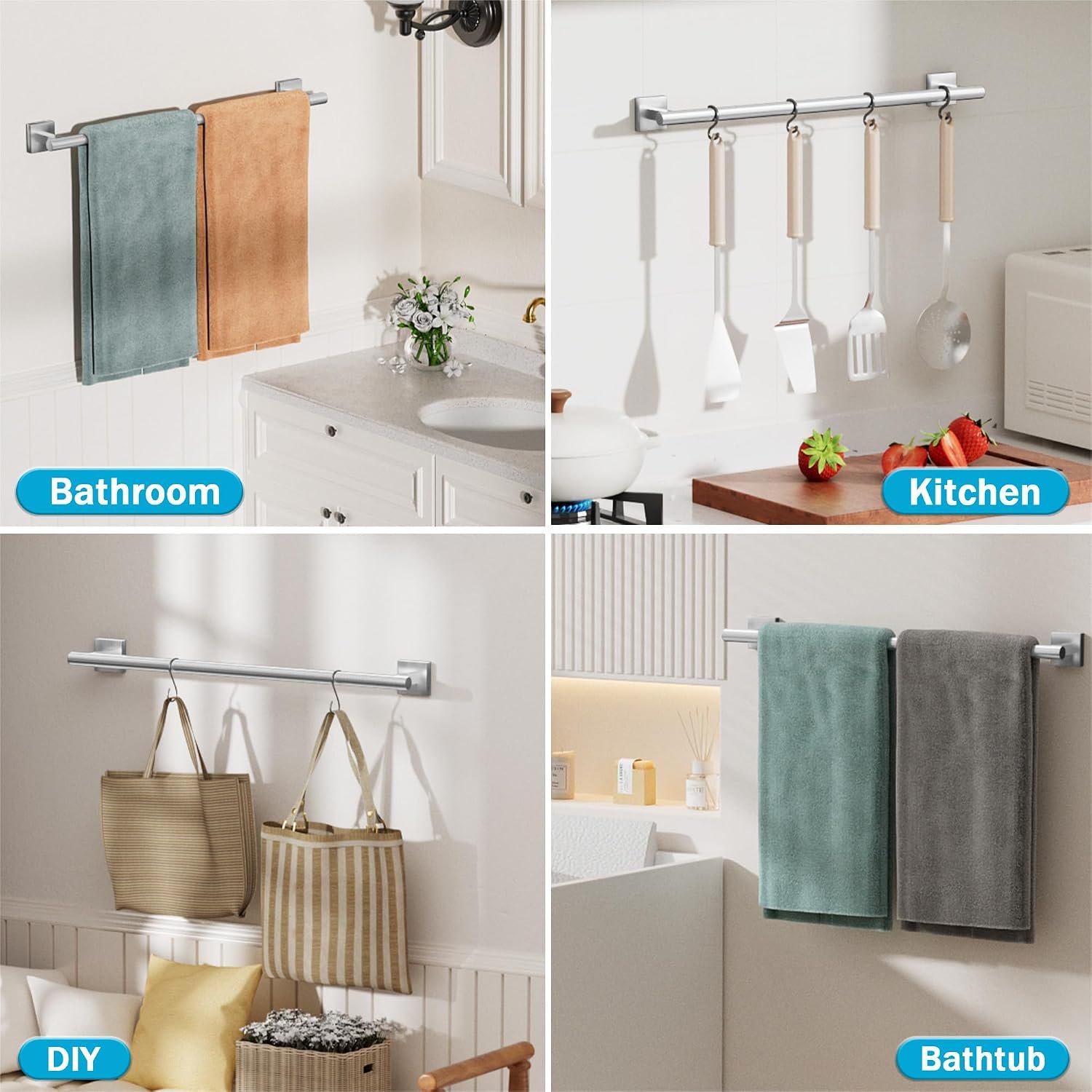 Bathroom single towel bar