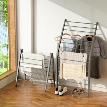 Easy-Fold Metal Clothes Drying Rack with Non-Skid Feet