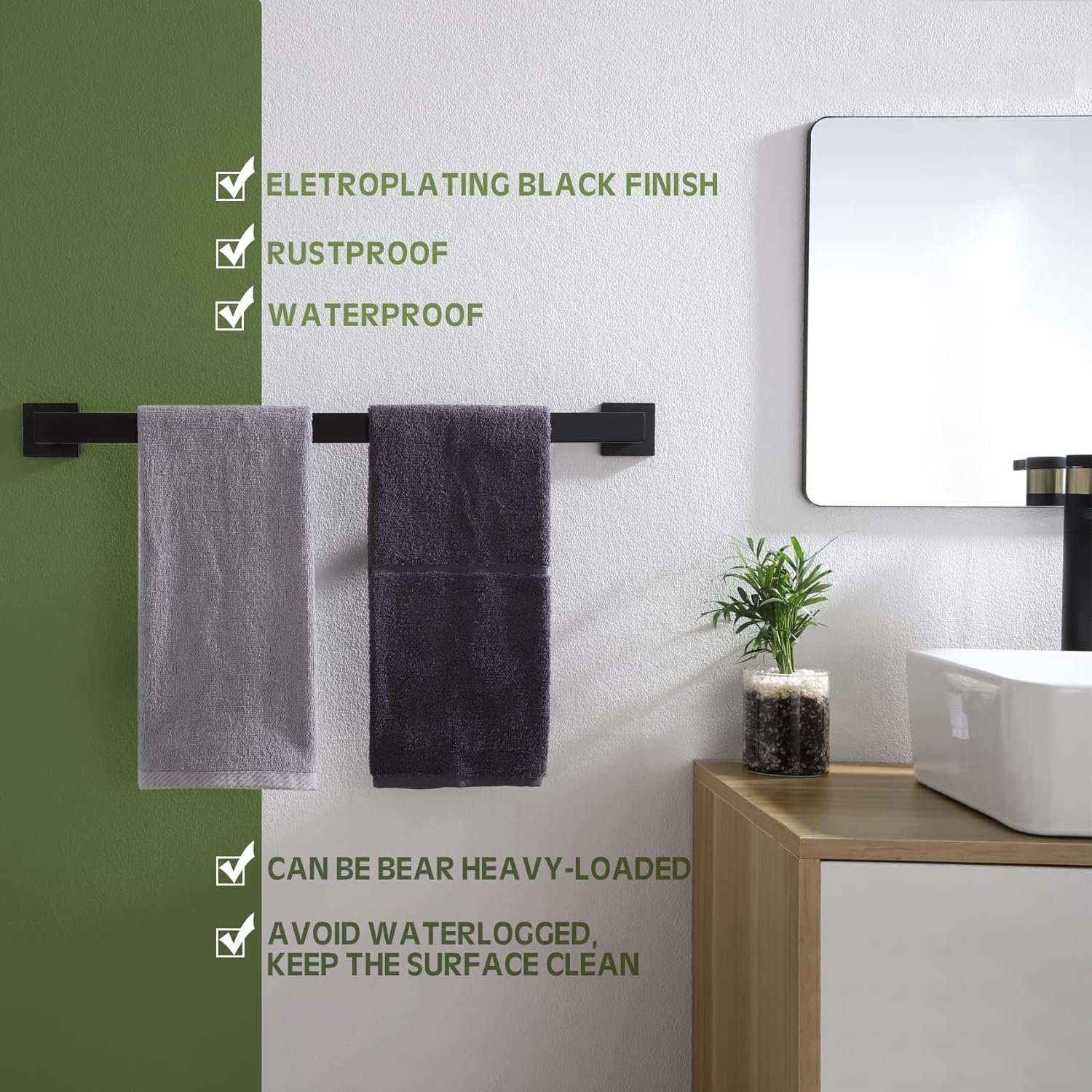 Wall-mounted stainless steel towel bar