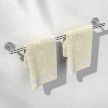 Brushed nickel bathroom towel bar