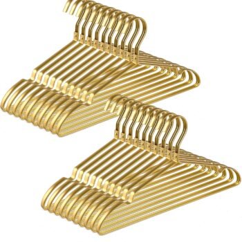 20 Pack Premium Matte Gold Aluminum Coat Hangers, 16.5” Extra Smooth & Durable Metal Shirt Dress Hanger, Light & Sturdy Metal Rack for Jacket Trouser Pant Slack