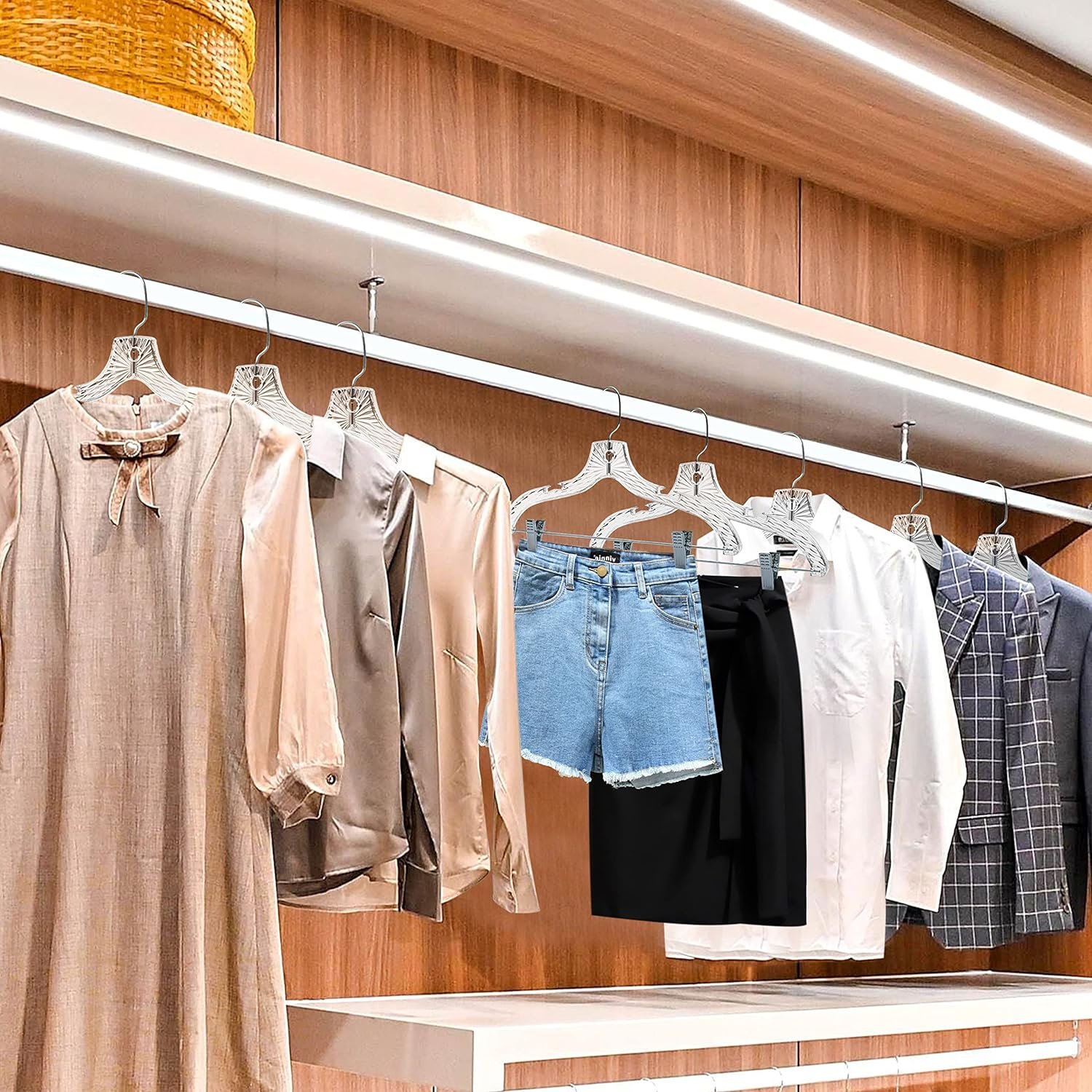 Premium clear plastic skirt hangers
